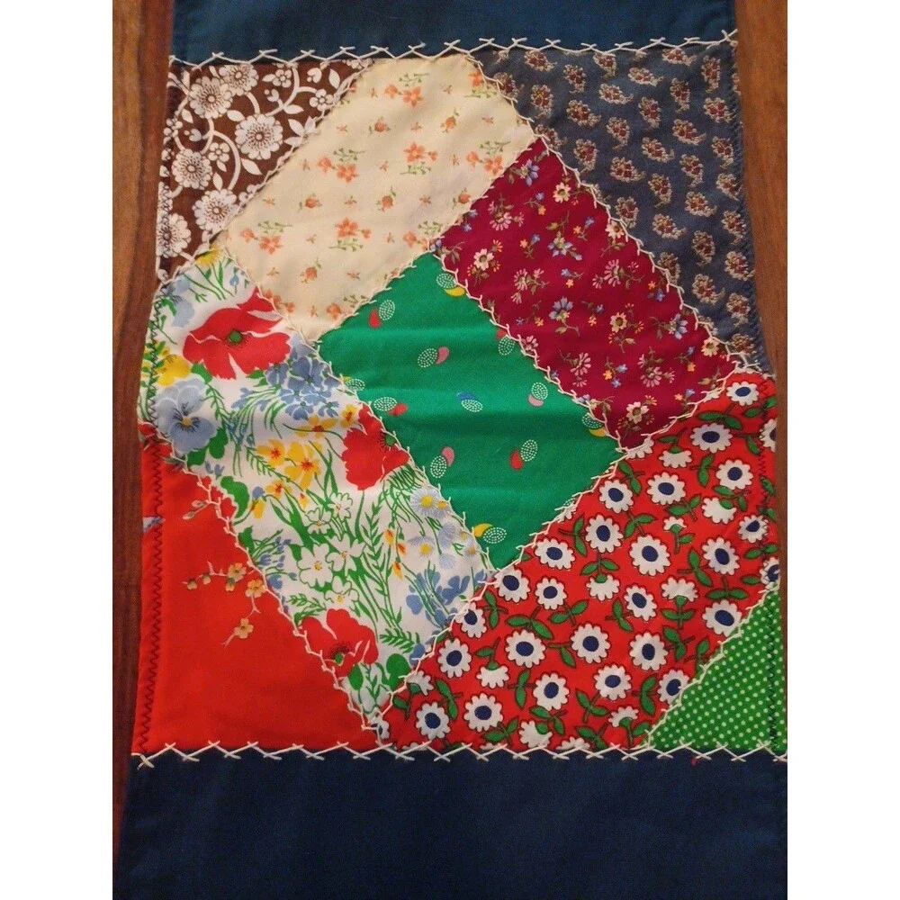 Patchwork table runner boho rustic retro colorful tapestry wallhanging handmade?